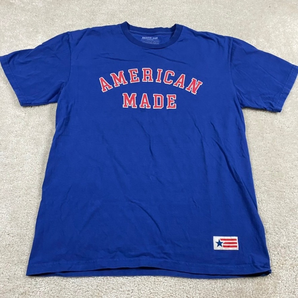 American Giant Mens American Made Flag Collection T-Shirt Blue XL USA Made